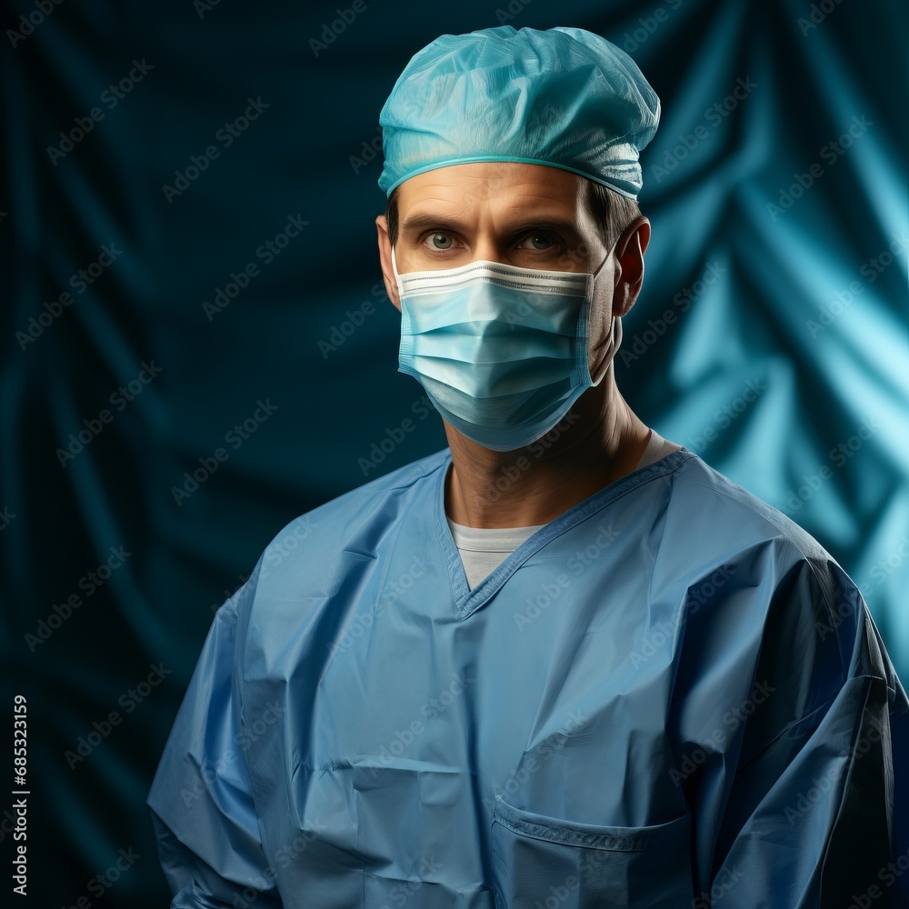 Medical worker in surgical clothing with colleagues' experience in the concept of teamwork and professionalism in the medical environment. Medical worker in surgical clothing with colleagues' experience in the concept of teamwork and professionalism in the medical environment.