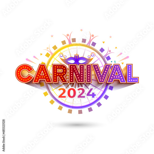 2024 Carnival typography design. Vector isolated poster banner concept.