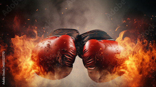 Wide poster of hot fighting boxing gloves