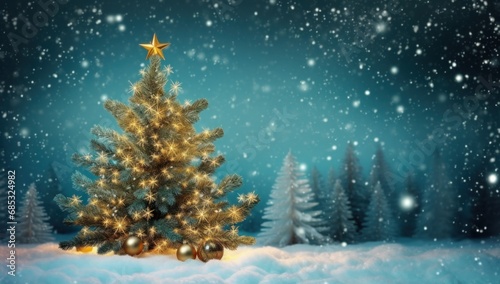 Christmas tree with snow Background
