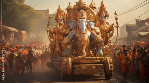 A grand chariot procession celebrating Hanuman's birthday. photo