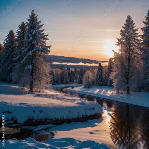 Winterlandschaft als Hintergrundbild für Flyer, Poster und Karten. © Hanspeter