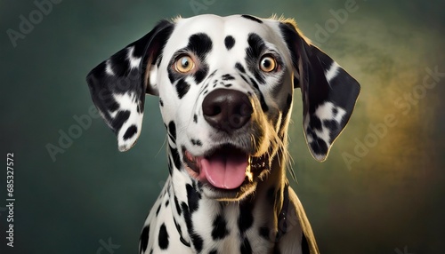 studio portrait of a dalmatian dog with a surprised face concept of pet photography ai generative