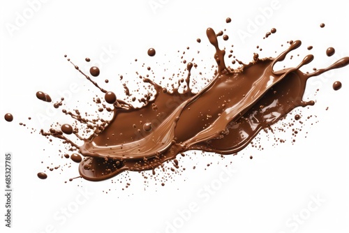 Splashes of bitter chocolate isolated on white background