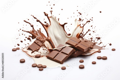 Splashes of milk chocolate isolated on white background