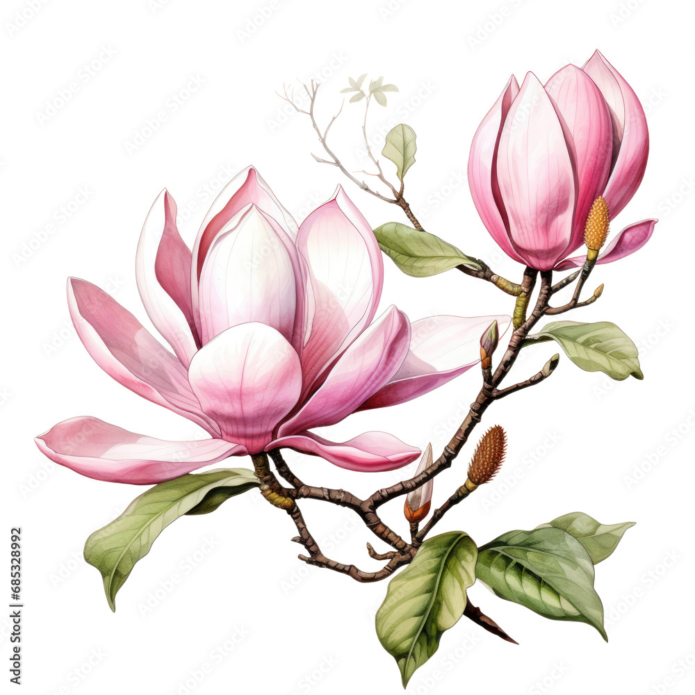 flower magnolia flower watercolor pink flowers on transparent background