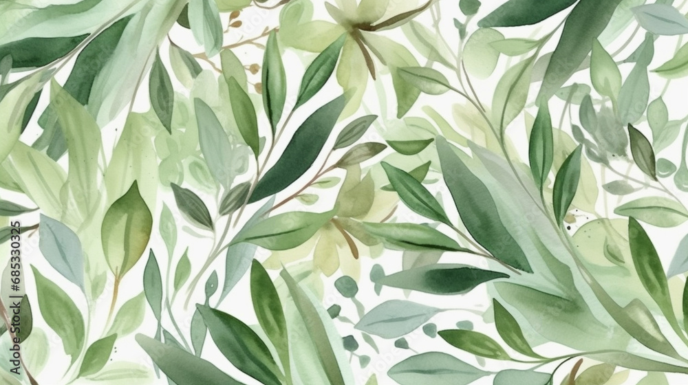 Olive tree leaves on white background. AI Generated Olive tree leaves on white background. AI Generated