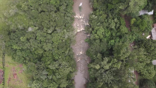 Flying over the city of Brotas, in the interior of the state of São Paulo, Brazil. city with rivers and farms. photo