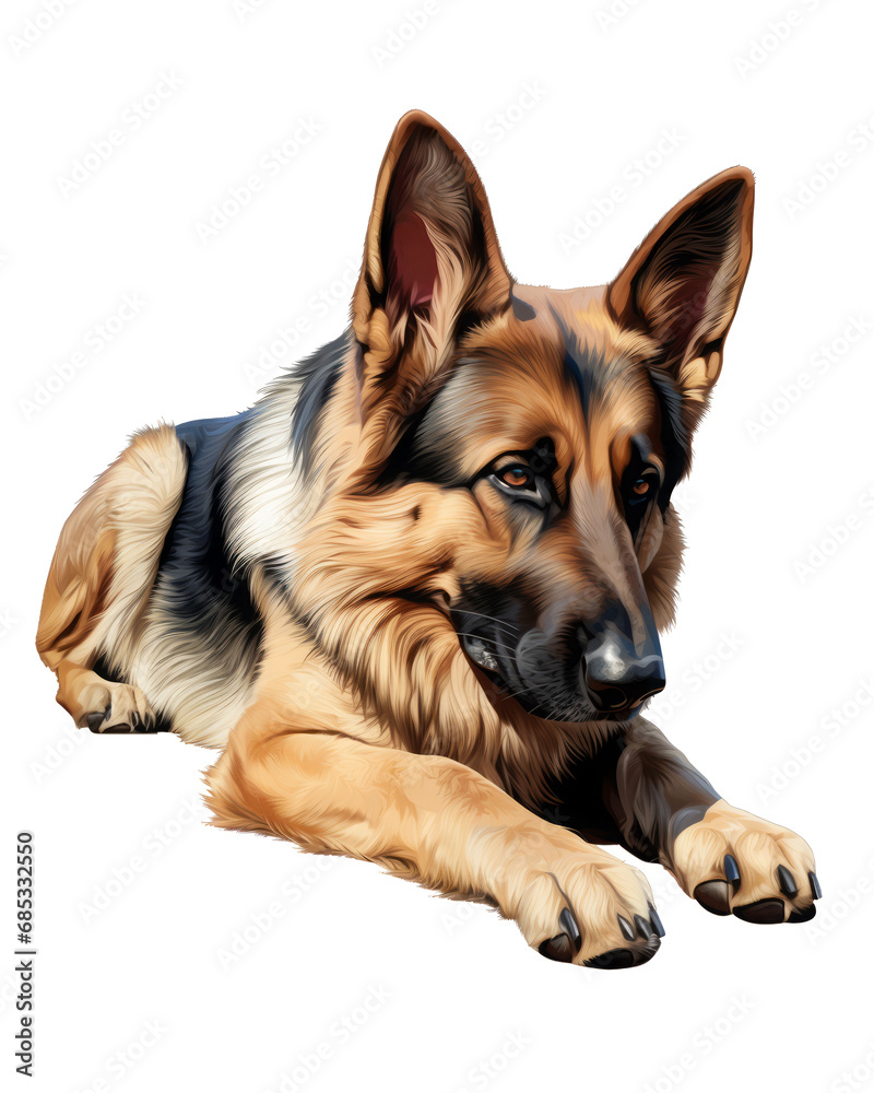 Relaxed German Shepherd Lying Down Contentedly