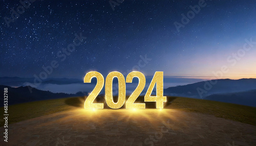 Happy new year 2024 golden photo