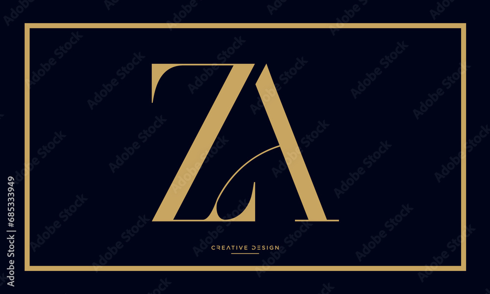 Fototapeta premium Alphabet Letters ZA or AZ Logo Monogram