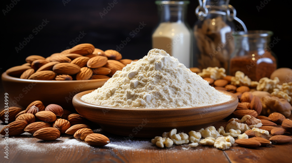 Food and baking gluten free ingredient. Cereals and flours coarse, corn flour, buckwheat flour, chickpeas flour Food and baking gluten free ingredient. Cereals and flours coarse, corn flour, buckwheat flour, chickpeas flour