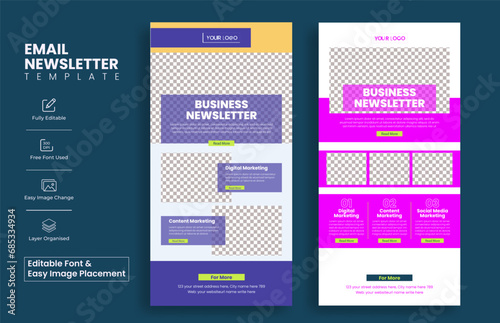 corporate email newsletter Editable template set for business email marketing template, website ui landing page, web page header template design photo