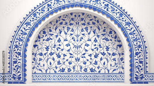 White and Blue Luxury Islamic Background with Decorative Ornament Frame