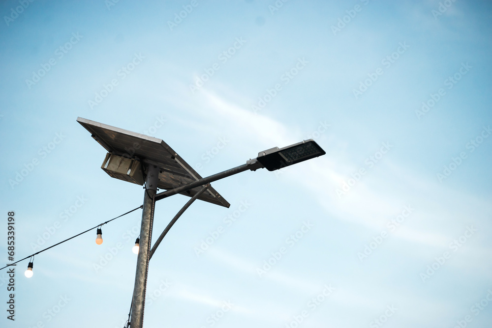 lamp on blue sky background . lamp on blue sky background .