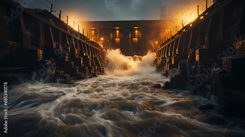 hydroelectric power station panorama beautiful view photo