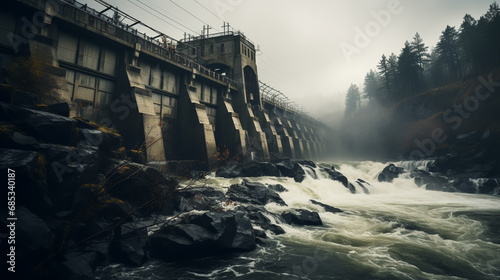 hydroelectric power station panorama beautiful view