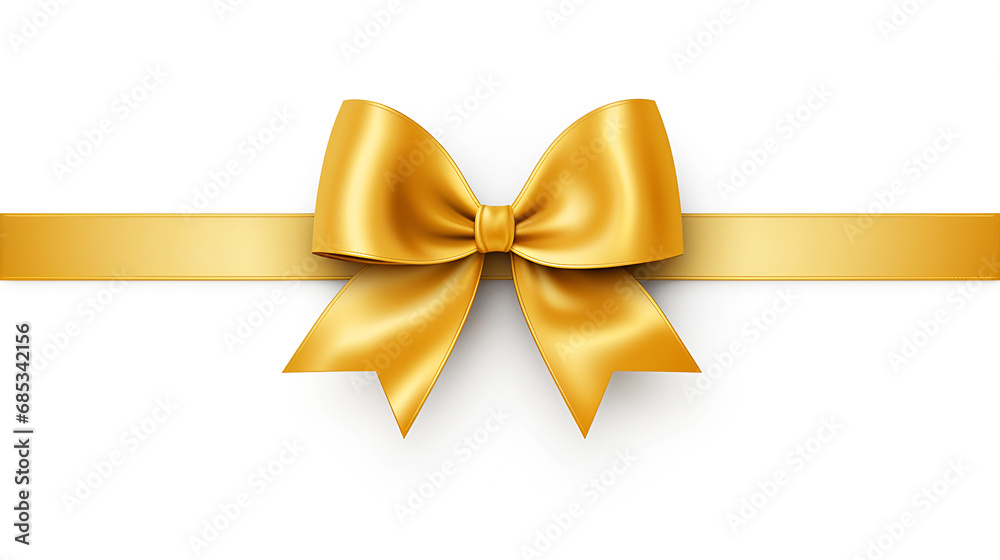 Gift yellow ribbon and bow isolated on white background. Gift yellow ribbon and bow isolated on white background.