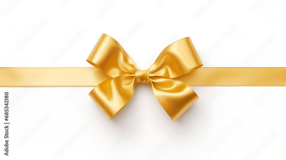 Gift yellow ribbon and bow isolated on white background. Gift yellow ribbon and bow isolated on white background.