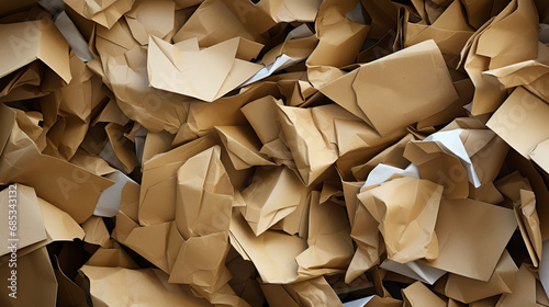 Cardboard waste pile stacked on a landfill. Recycled paper or reuse concept