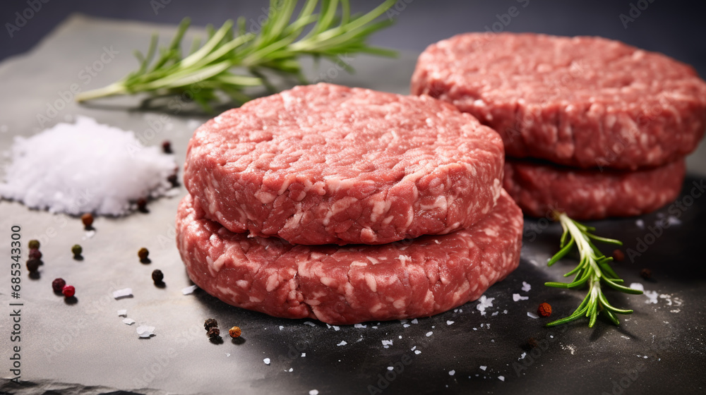 Raw meat, steak on black background Raw meat, steak on black background