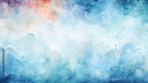 Hand painted watercolor sky and clouds, abstract watercolor background, illustration