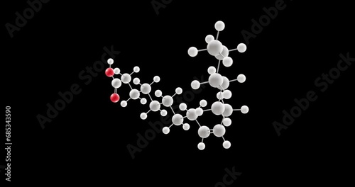Palmitoleic acid molecule, rotating 3D model of omega-7, looped video on a black background