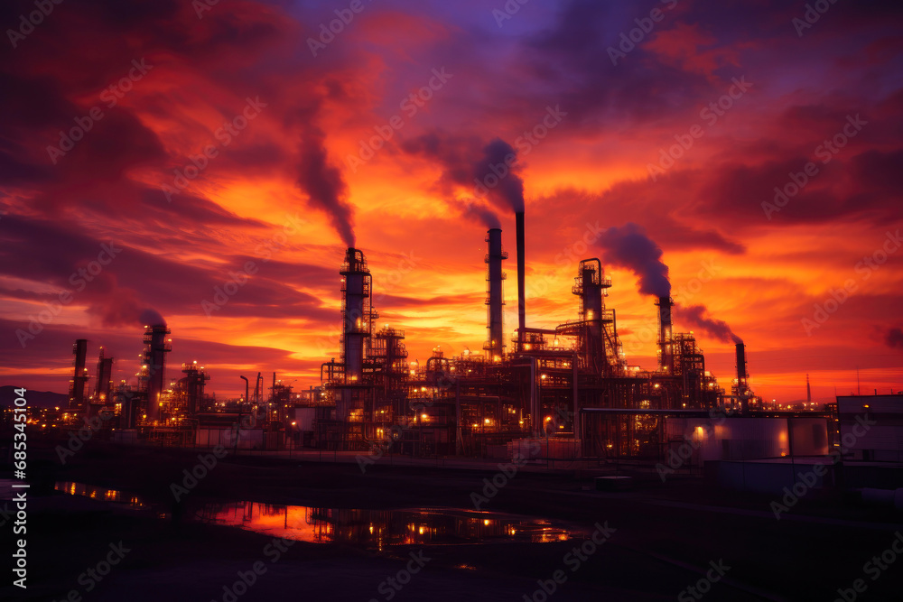 Orange Embrace: Industrial Power at Dusk Orange Embrace: Industrial Power at Dusk