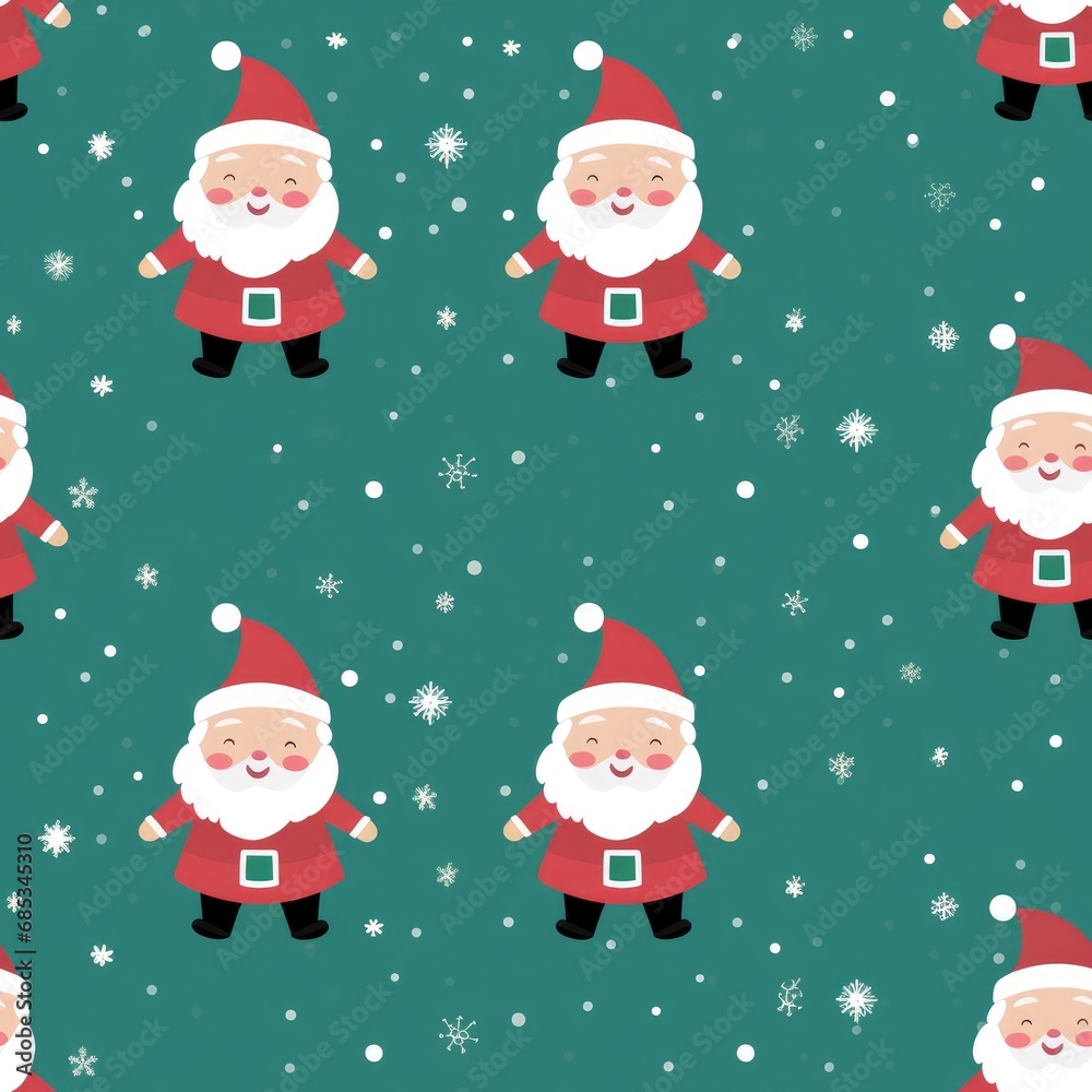 A seamless pattern with Santa Claus on green background A seamless pattern with Santa Claus on green background