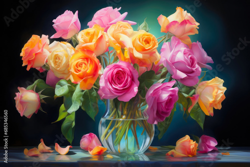 Wallpaper Mural Enchanting Floral Motion: Vase of Animated Roses Torontodigital.ca