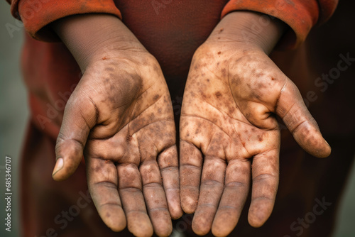 Visible Symptoms of Leprosy in Child's Palms