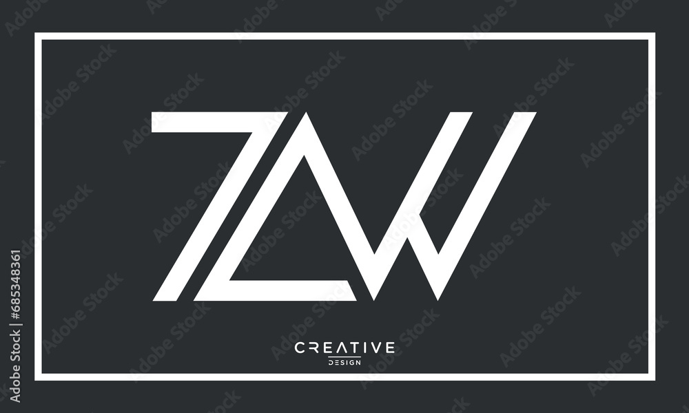 Alphabet letters ZW or WZ logo monogram Alphabet letters ZW or WZ logo monogram