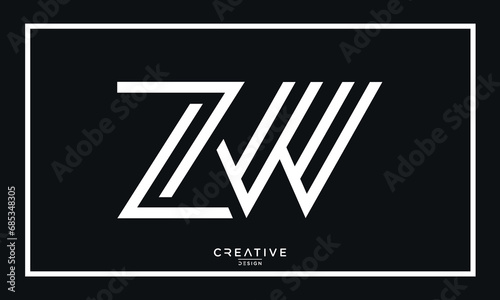 Alphabet letters ZW or WZ logo monogram