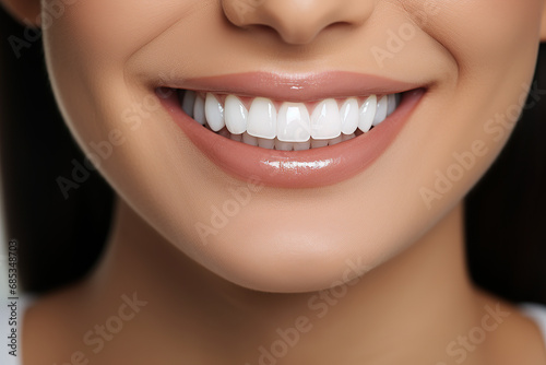 Teeth close up smling wooman. Beautiful lips and white teeth