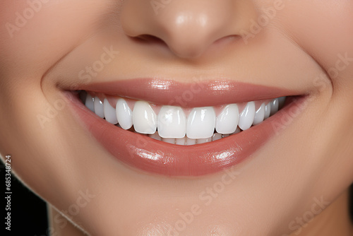 Teeth close up smling wooman. Beautiful lips and white teeth photo
