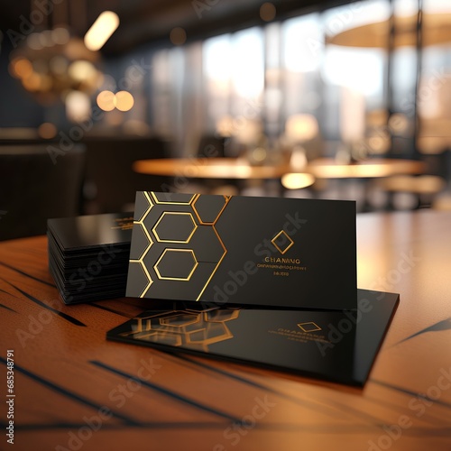 business card mockup with gold foil, AI Generative