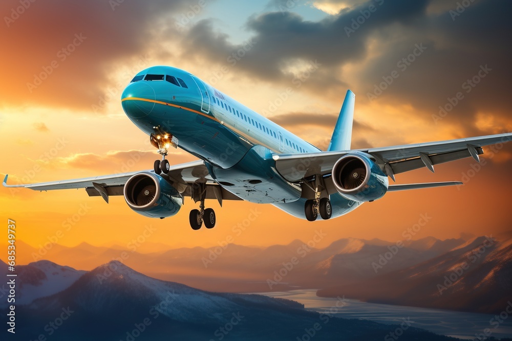 Fototapeta premium Airplane flying up in the sky