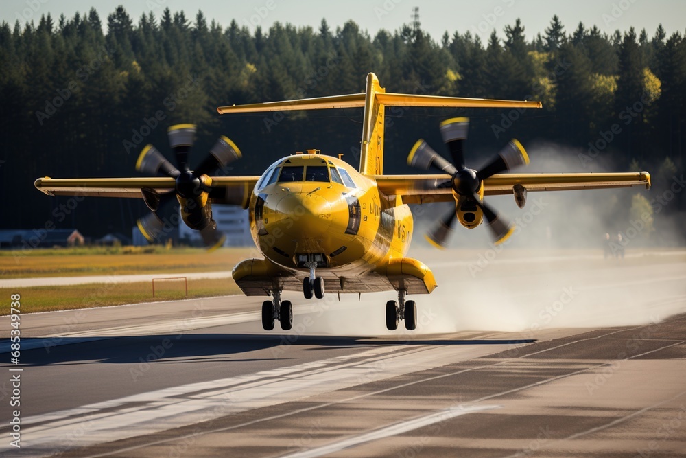 Fototapeta premium Propeller-driven airplane on the airport runway
