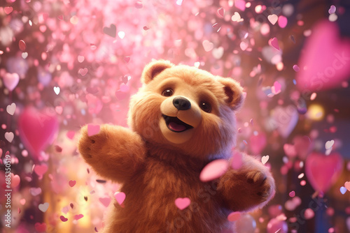 Charming Teddy Embraced by Love and Lights © Andrii 