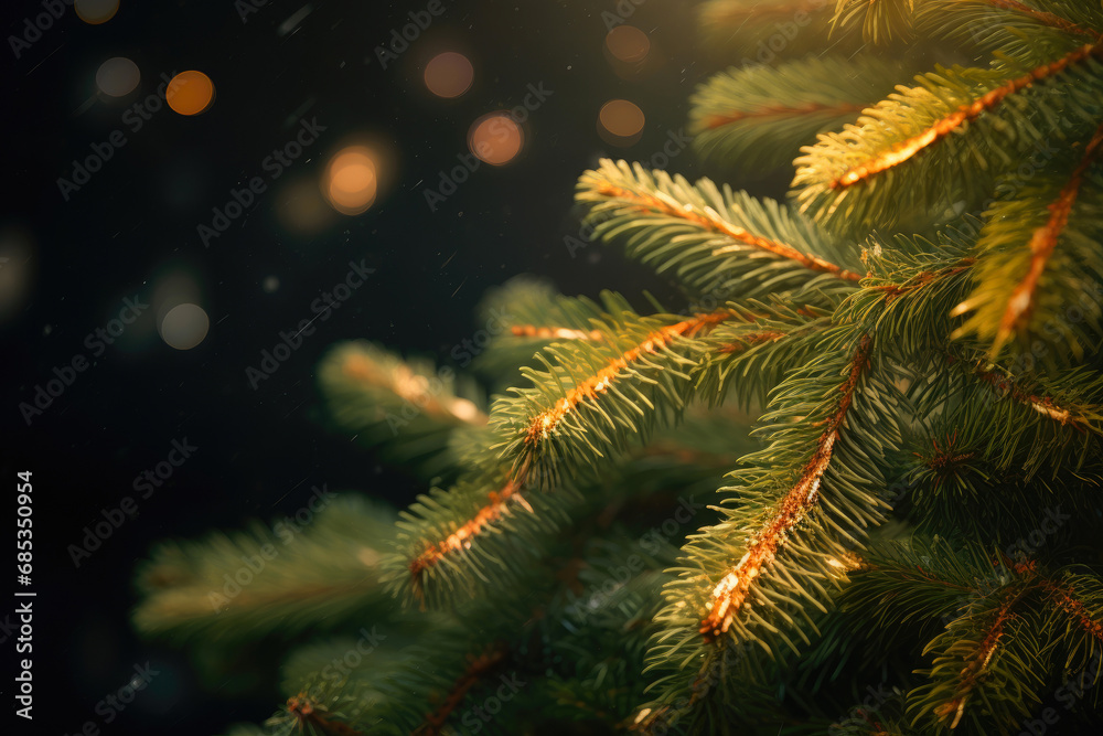 Enchanting Spruce Illuminated in Champagne Glow