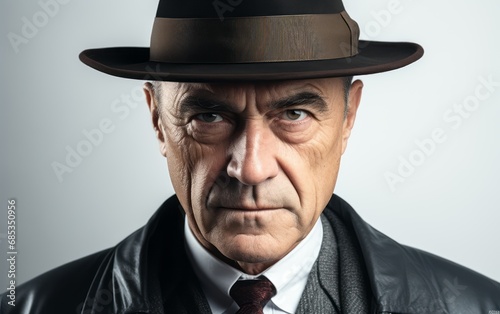 dramatic male portrait of a gangster