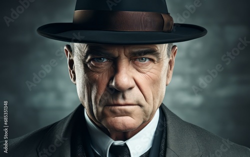 dramatic male portrait of a gangster