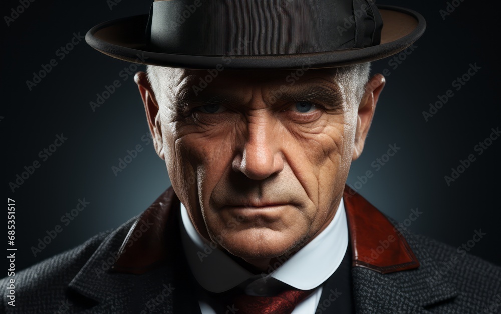 a dramatic portrait of a mobster in a hat a dramatic portrait of a mobster in a hat