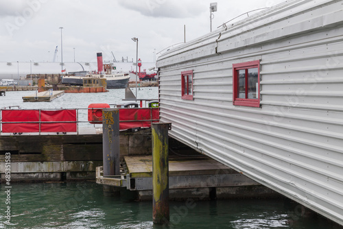 Coastal view with the port of Southampton, UK photo