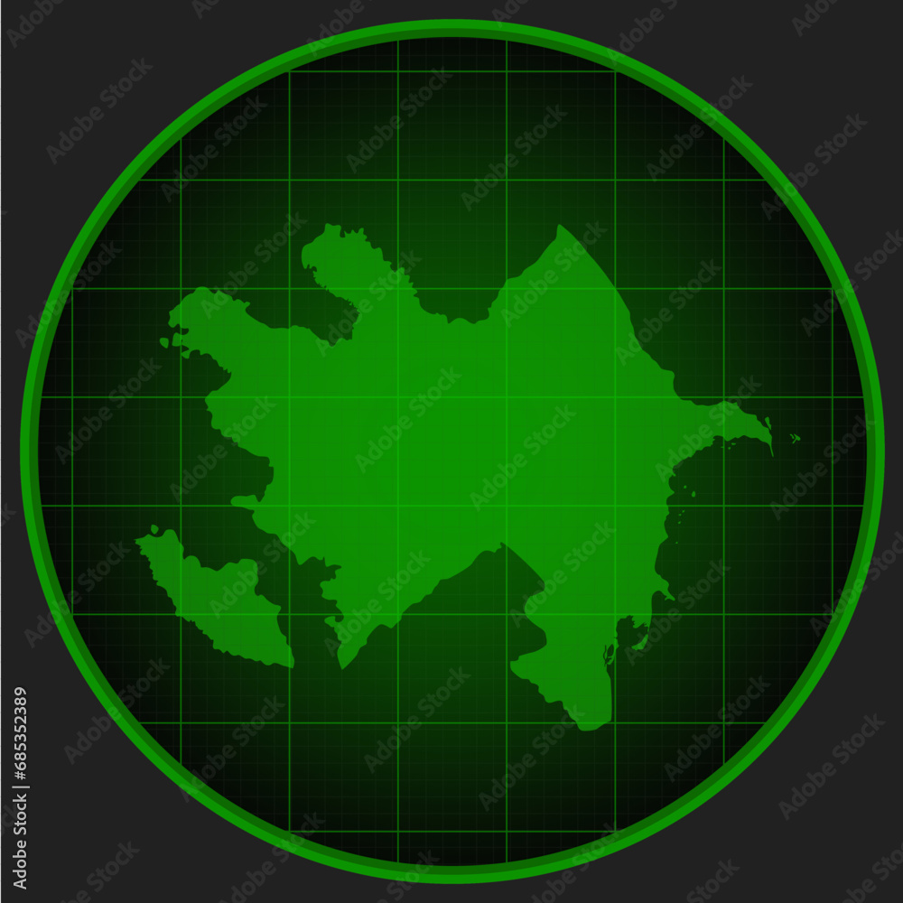 Vector map Azerbaijan on the radar screen