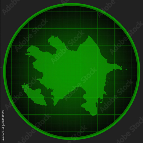 Vector map Azerbaijan on the radar screen