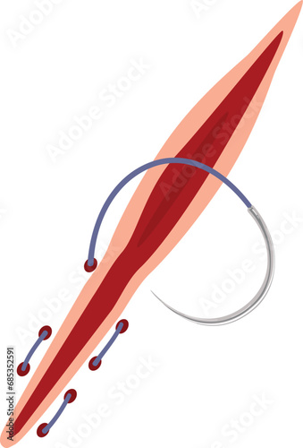 Medic suture cut icon cartoon vector. Skin injury. Medical scalpel tool