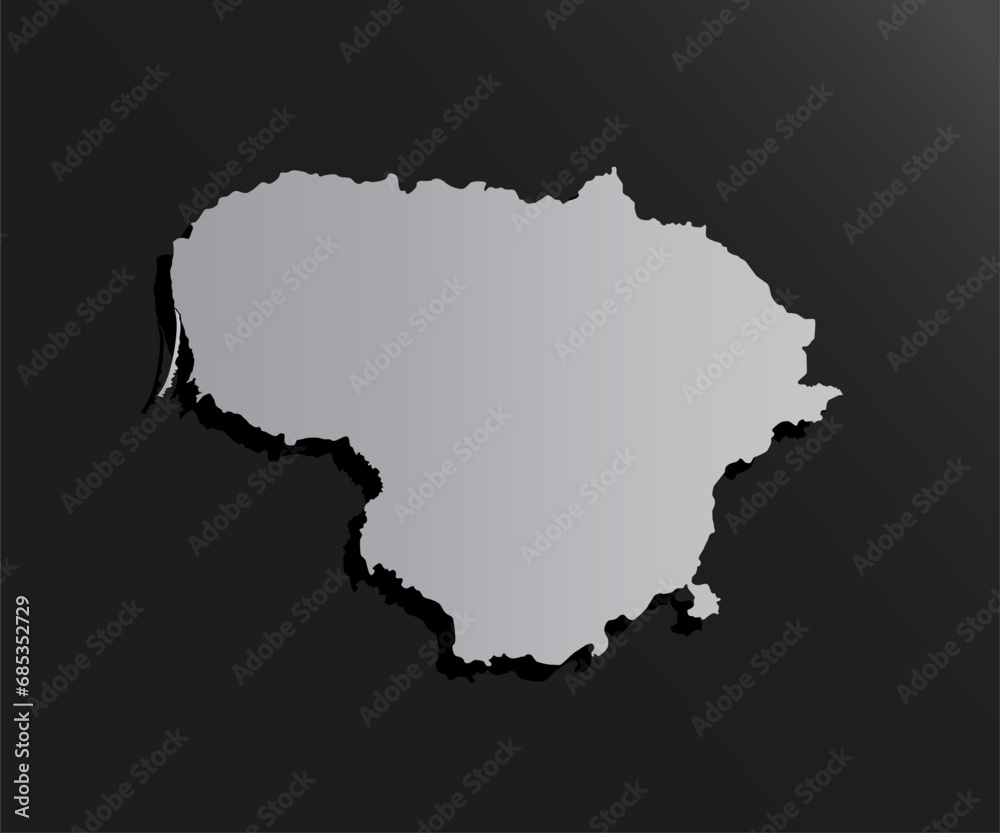 Vector map Lithuania silver material Vector map Lithuania silver material