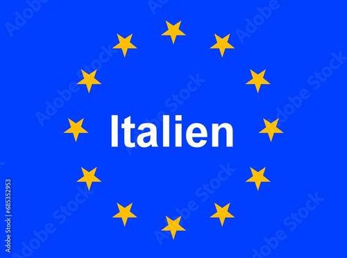 Illustration einer Europaflagge mit der Aufschrift "Italien"