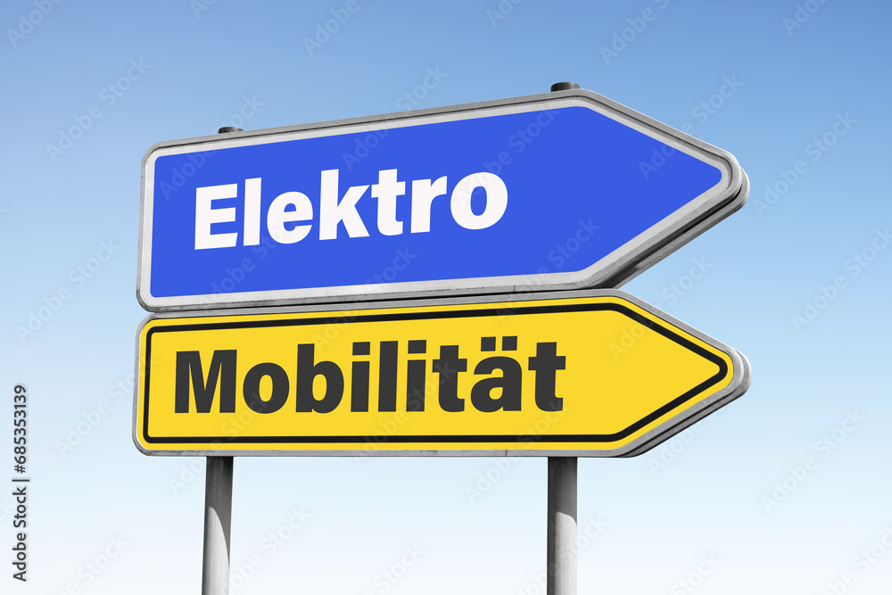 Elektro, Mobilität, Verkehrswegweiser, Symbolbild Elektro, Mobilität, Verkehrswegweiser, Symbolbild